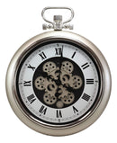Ebros Steampunk Gears European Pocket Watch Style Wall Clock Satin Champagne