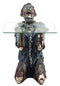 Begging Chained Slave Walking Undead Zombie Side Table With Glass 22.5"H Decor