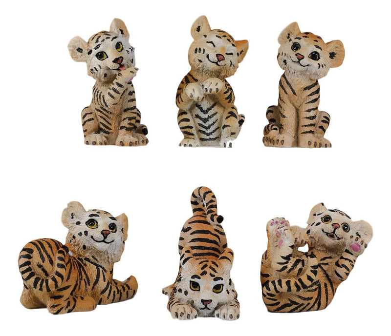 Ebros Jungle Playful Bengal Orange Tiger Cubs Mini Figurines Forest  Tigers