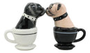 Black Fawn Miniature Teacup Pugs Salt And Pepper Shakers Ceramic Magnetic Set