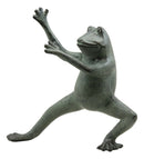 Ebros Gift Verdi Green Aluminum Metal Whimsical Tai Chi Kung Fu Frog Garden Statue Zen Feng Shui Martial Arts Frogs Home Garden Patio Pool Decorative Sculpture (Horse Stance)