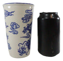 White Blue Oriental Dragon King Ceramic Travel Mug Cup 12oz With Lid Hot Or Cold