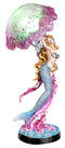 Large 17.25"H Mermaid With Pink Jellyfish Statue With Colorful LED Light