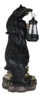 Ebros Rustic Black Bear Carrying Cub On Shoulder Statue 18.75"Tall With Solar LED Lantern Light Bear Family Guest Greeter"This Little Light Of Mine" Realistic Wildlife Black Bear Decor