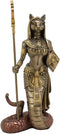 Ebros 11"H Egyptian Bastet Cat With Snake Holding Spear & Shield Statue 11"H - Ebros Gift