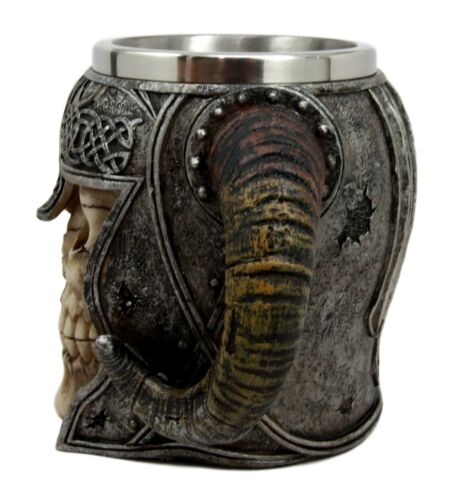 Ebros Viking Ram Horned Warrior Skull With Battle Helmet Tankard Cup Mug 13oz