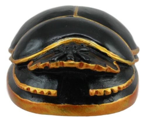 Egyptian Black Gold Scarab Amulet With Hieroglyphs Statue Symbol of Rebirth 3"L