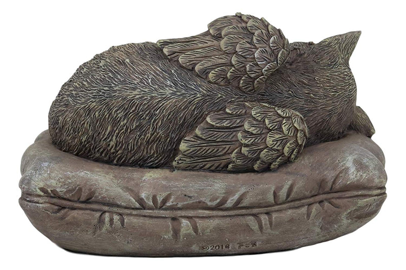 Heavenly Angel Cat Sleeping On Pillow Cremation Urn Small Pet Memorial Statue