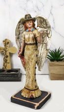Rustic Western Cowgirl Angel Wearing Cowboy Hat With Dove In Her Hand Figurine
