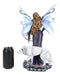 Moon Goddess Artemis Fairy with White Snow Wolf Drawing Bow and Arrow Statue