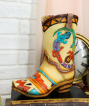 Rustic Southwestern Tribal Aztec 2 Gecko Lizards Cowgirl Cowboy Boot Floral Vase