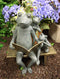 Aluminum Whimsical Daddy Frog Reading Story Book to Kids On Bench Garden Statue