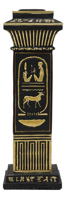 Ebros Ancient Classical Egyptian Black and Gold Hieroglyphs Royal Pillar Column Pharaoh and Isis Candle Holder Figurine 6.75" Tall Candleholder Home Decor Statue