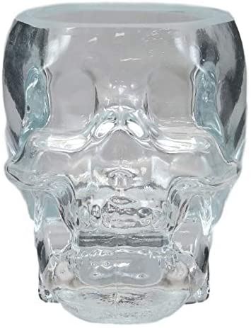 Ebros Set of 4 Translucent Acrylic Skeleton Skull Face Liquor Shot Glass Shooters