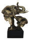 9"H Safari Bush Elephant And Calf Family Bust With Trunks Up Auspicious Statue