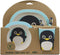 Ebros Penguin 5 Piece Organic Bamboo Dinnerware Set For Kids Children Toddler