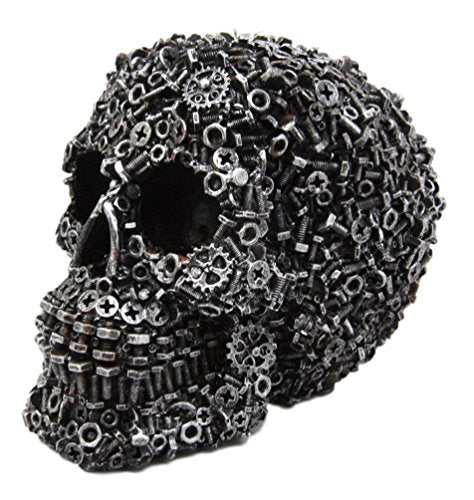 Ebros Junkyard Mechanic Gears Nuts Bolts And Screws Hardware Skull Decorative Figurine - Ebros Gift