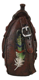 Rustic Western Cowboy Horse Saddle With Indian Feathers Flower Vase Or Planter