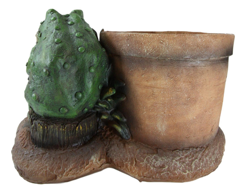 Ebros Green Frog Toad With Shovel And 'Welcome To My Garden' Planter Pot Figurine 10"L