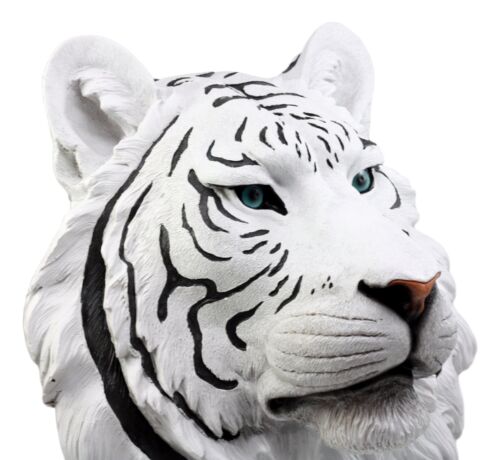 Rare Blue Eyed White Tiger Wall Bust Sculpture Blue Ice Predator Forest Figurine