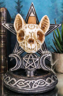 Occult Ouija Cat Skull With Triple Moon And Pentagram Backflow Incense Burner