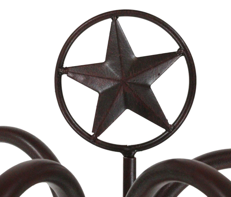 Rustic Western Lone Star Mug Tree Metal Holder Organizer Rack Stand With 4 Hooks