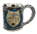 Ebros Alpha Gray Wolf Celtic Tribal Magic Resin 16oz Mug w/ Stainless Steel Rim