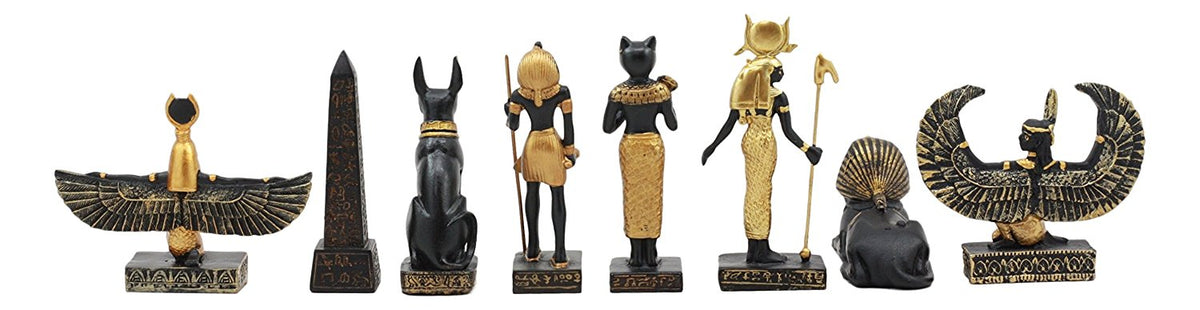 Ebros Egyptian Miniature Figurine Gods Of Egypt Set of 8 Anubis Osiris Bastet - Ebros Gift