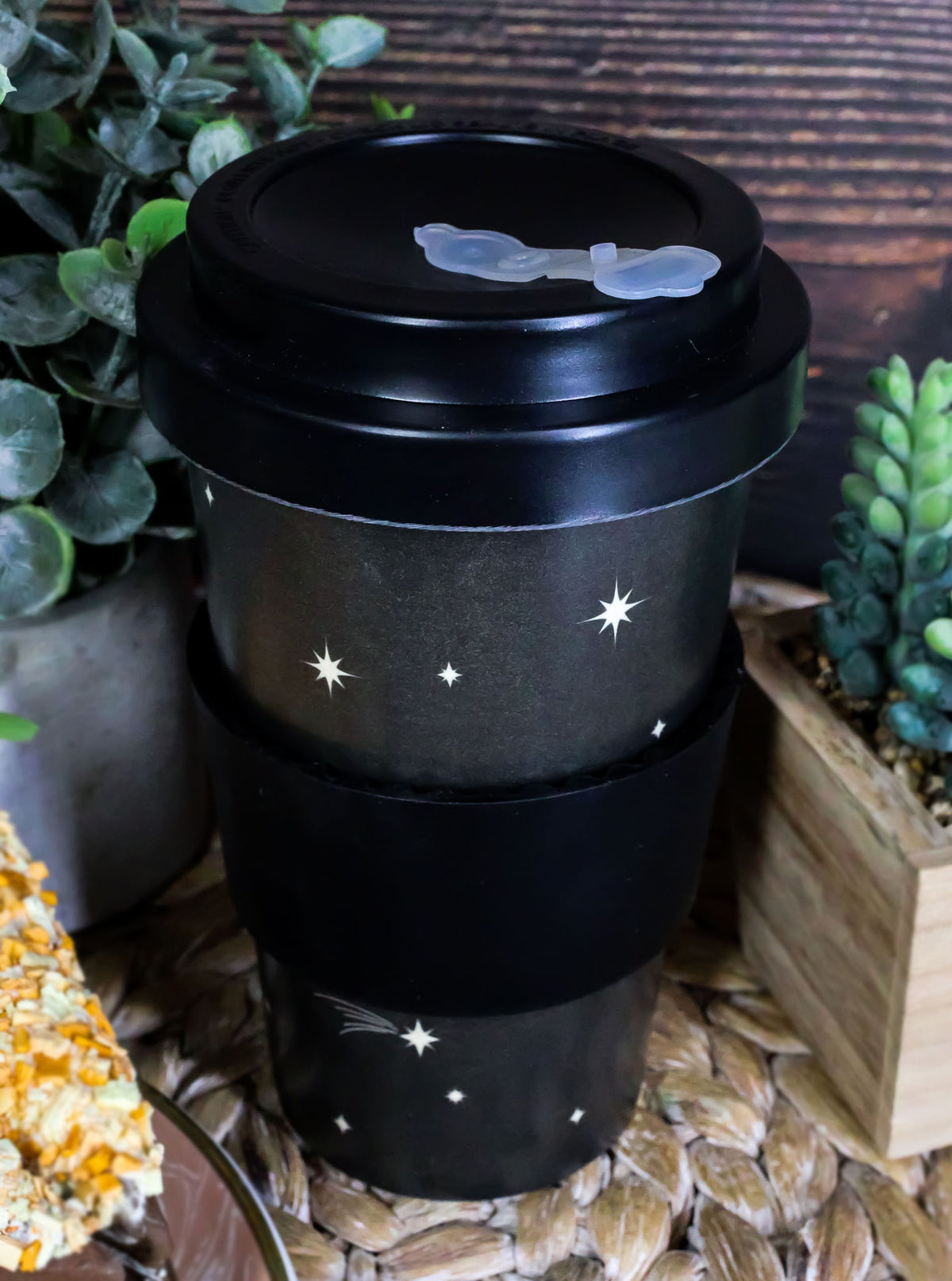 Triple Moon Waxing Full Waning Moons Bamboo Travel Mug Cup With Lid And Sleeve
