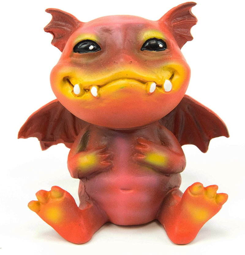 Ebros Red Devilish Fire Wyrmling Baby Dragon Bo Figurine Collectible 3"H