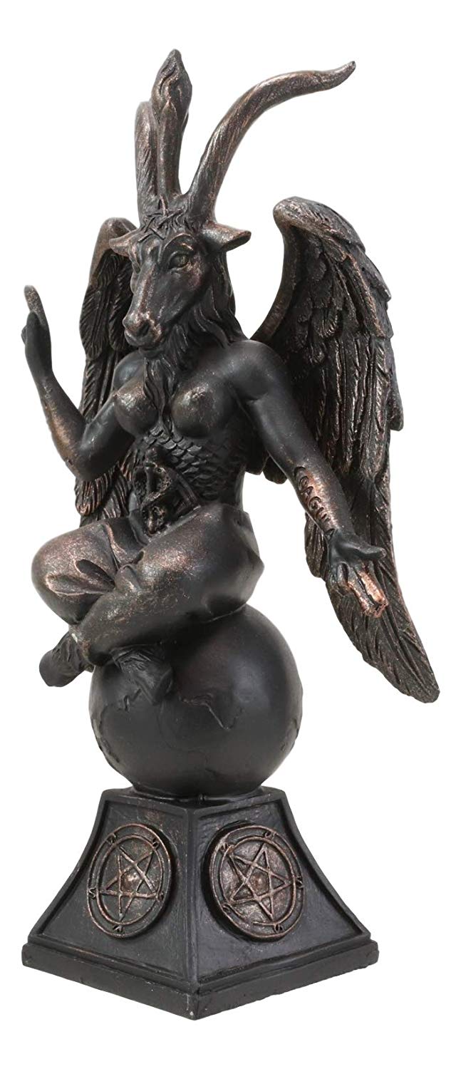 6.5"H Sabbatic Goat Idol Baphomet Bronze Resin Statue Horned God Figurine