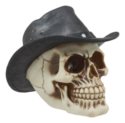 Western Cowboy Rodeo Skull Statue 6.75"Long Day Of The Dead Skull Figurine