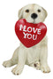 Labrador Puppy Dog Biting Red Heart I Love You Sign Figurine Pet Pal Animal Art