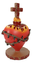 Ebros Day Of The Dead Sacred Heart Of Jesus With Crown Of Thorns Roses & Cross Statue