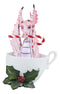 Ebros Amy Brown Holiday Holly Peppermint Candy Cane Pink Dragon In Tea Cup Figurine