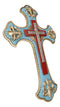 Southwestern Rich Turquoise Gold Tuscan French Fleur De Lis Wall Crucifix Cross