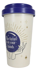 Fortune Teller Psychic Scrying Ball Palm Hands Travel Mug Cup W/ Lid And Sleeve
