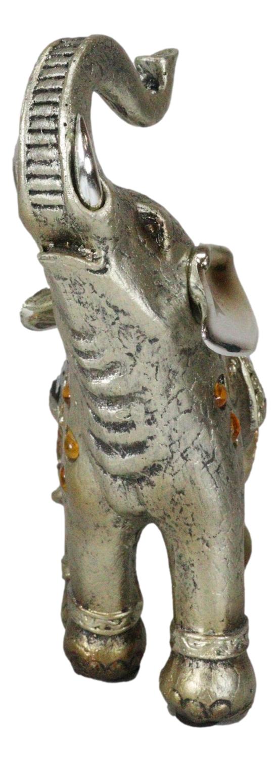 Ebros Bejeweled Mosaic Right Facing Feng Shui Elephant With Trunk Up Statue 6"H