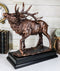 Large Wapiti Bull Elk Deer Rustic Bronze Plated Finish Statue With Trophy Base