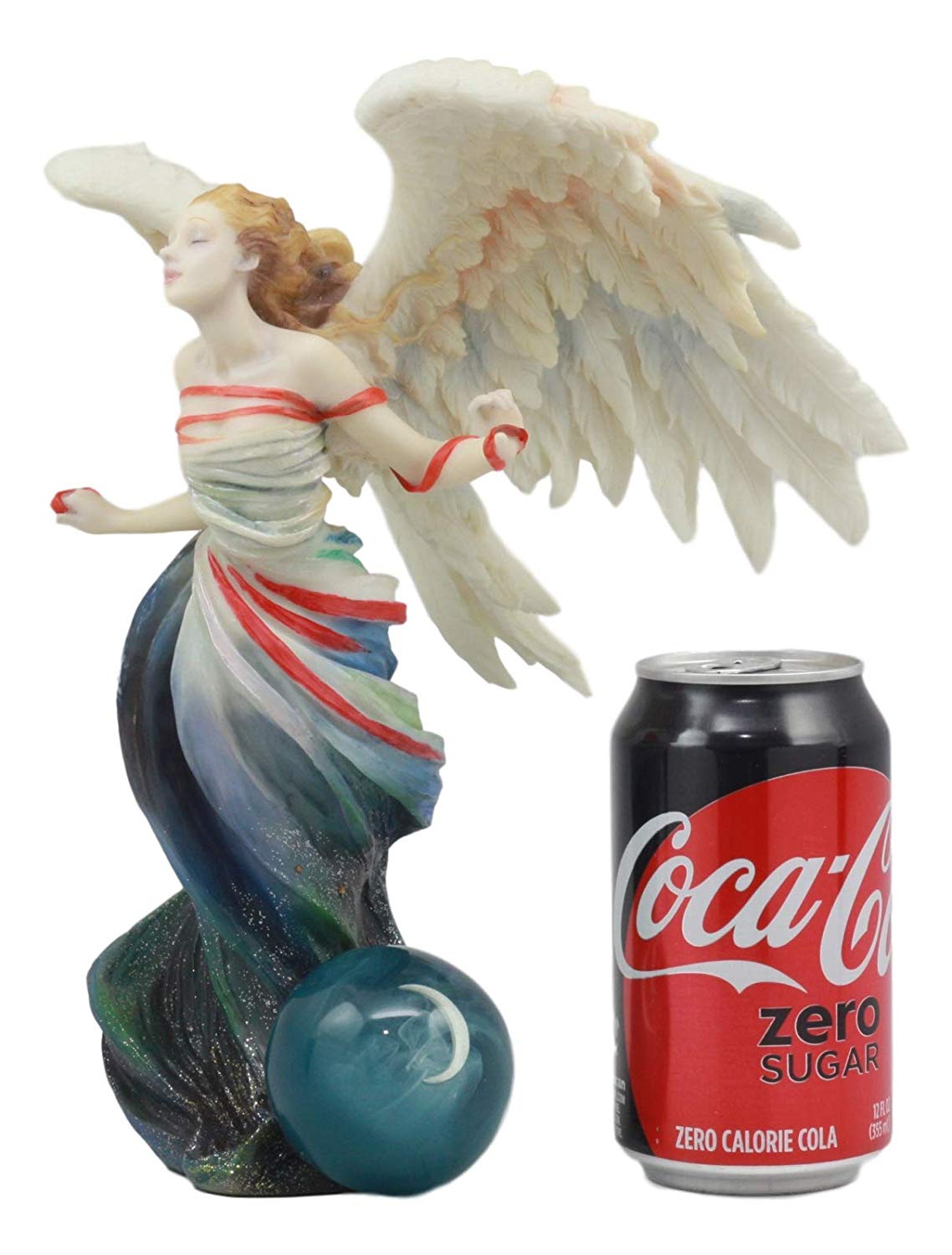 Ebros Written in the Wind Sheila Wolk Angel Statue 10.25"H Celestial Angel With Moon