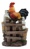 Ebros Sunflower Farm Crowing Rooster Standing On Fence By Old Fashioned Wooden Buckets Glass Salt And Pepper Shakers Holder Figurine 6.5"H Chicken Country Western Decorative Sculpture