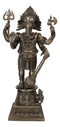 Large 21" Tall Ganesha With Dhoti in War Armor On Pillar With Rat Statue Bronzed