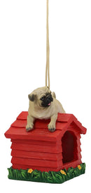Ebros Whimsical Teacup Pug On Kennel Or Birdhouse Bird Feeder Hanging Figurine