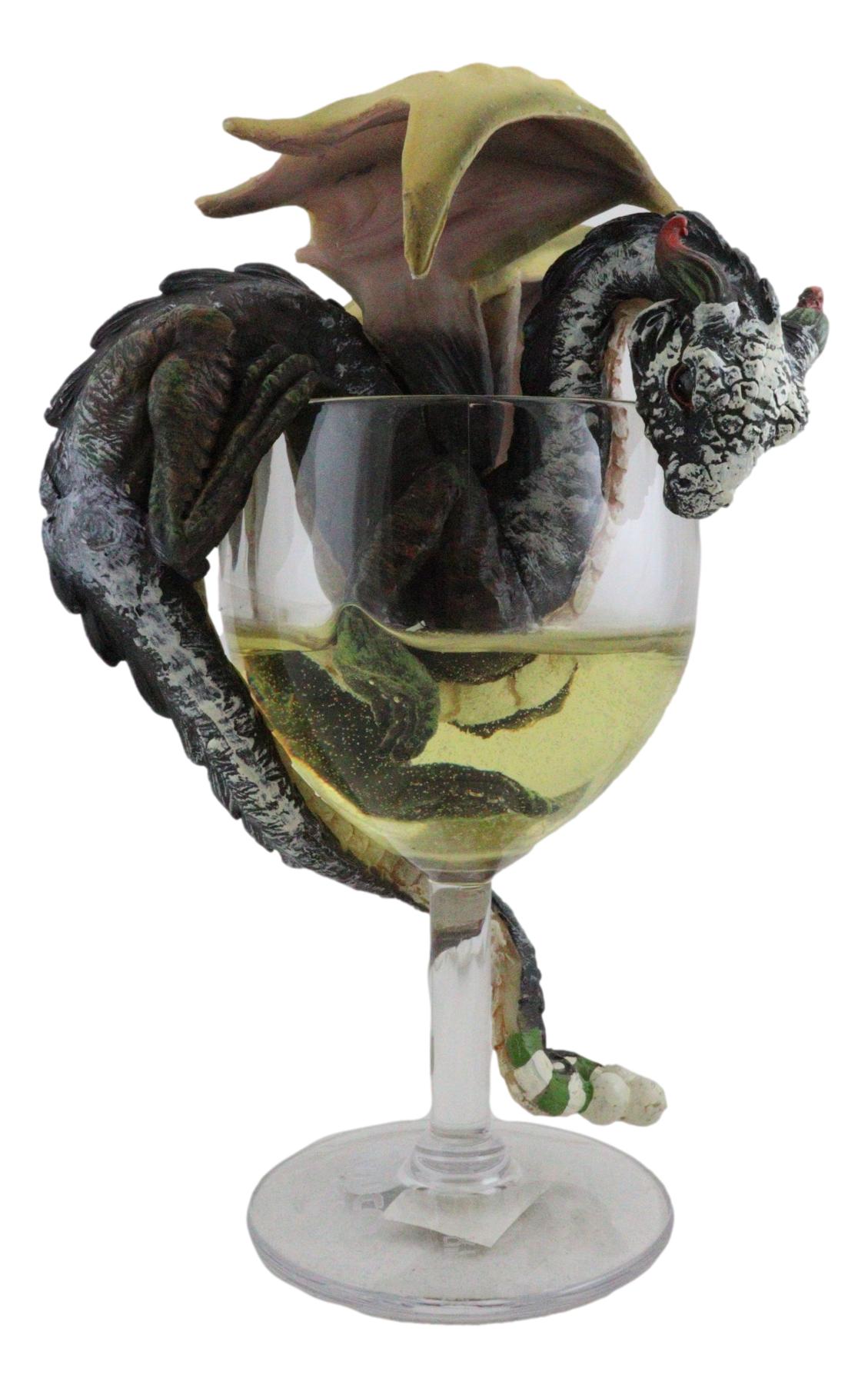 Ebros Drunken White Wine Spirit Dragon Statue Medieval Renaissance Fantasy Decor - Ebros Gift