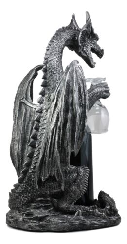 Large Legendary Smaug Brewery Black Dragon Wine Valet Holder Statue Wine Glasses