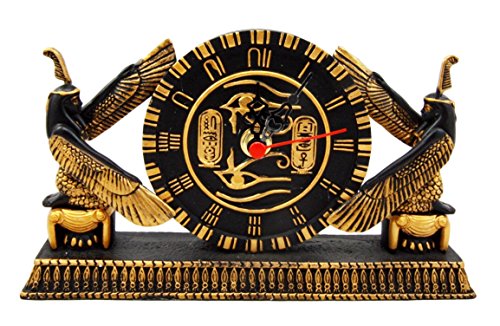 Ebros Egyptian Kneeling Goddess Maat Isis With Wedjat Table Clock Figurine 8" L