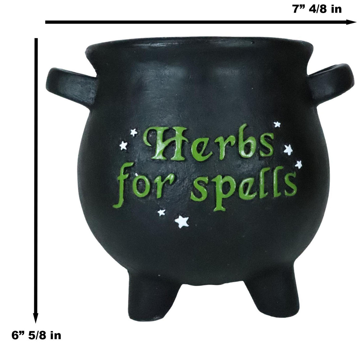 2-Pack Green Thumb Witch Gardening Black Herbs For Spells Cauldron Planter Pots - Ebros Gift