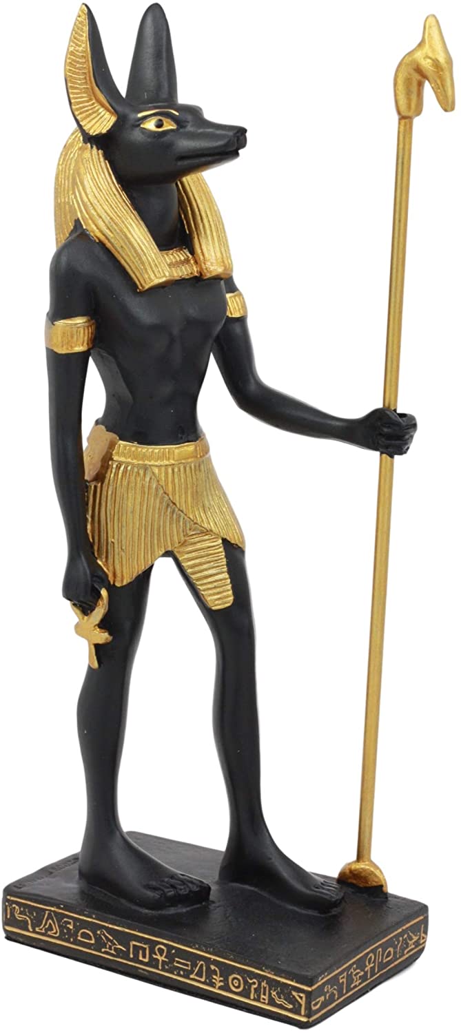 Classical Egyptian Afterlife Deity Anubis Jackal Dog and Man Form Figurine Set