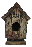 Rustic Western Cozy Faux Wooden Cabin Birdhouse Bird Feeder House Branch Hanger