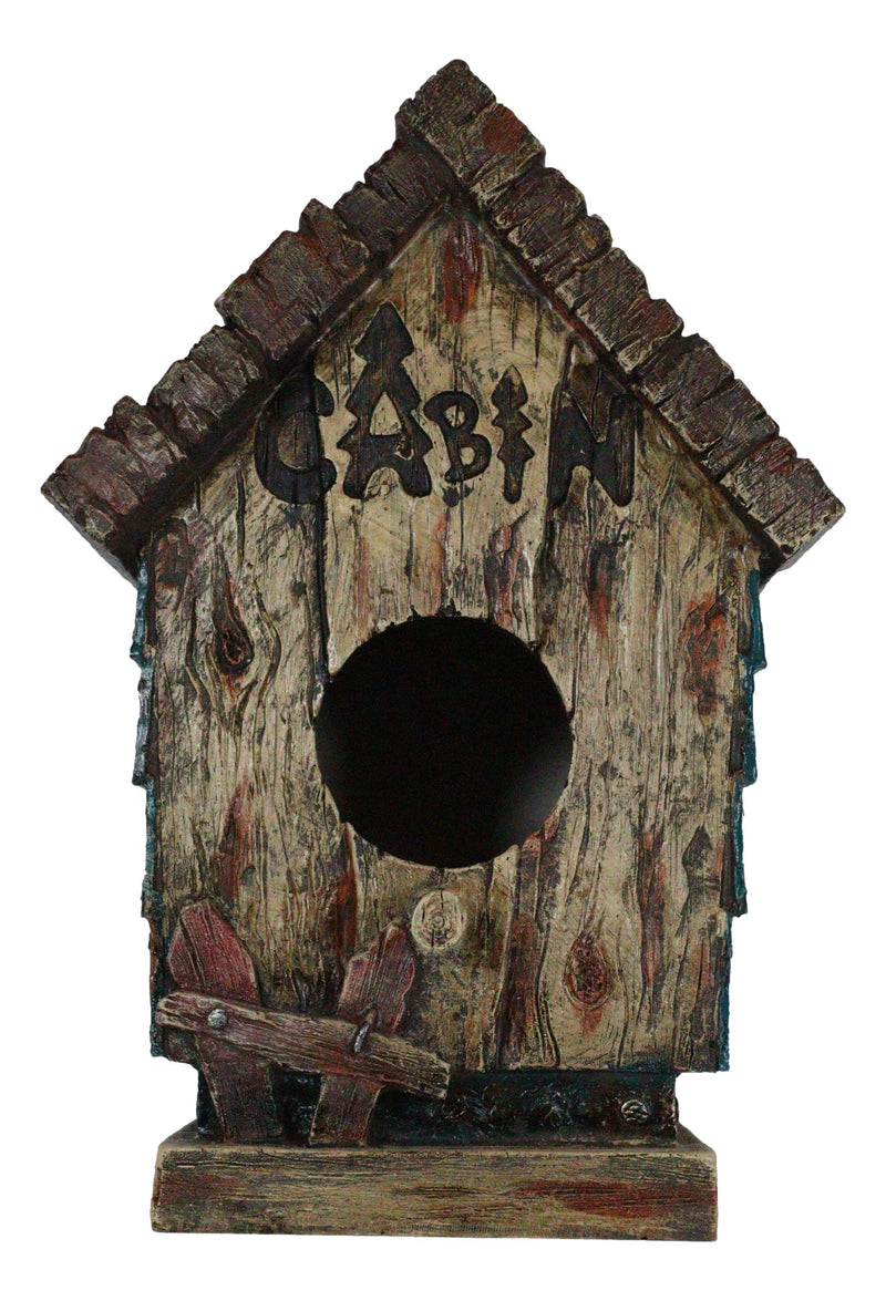 Rustic Western Cozy Faux Wooden Cabin Birdhouse Bird Feeder House Branch Hanger